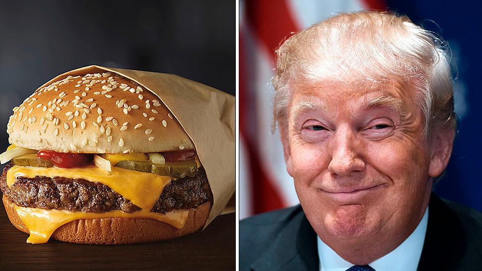 DONALD MCDONALD: Trump er glad i biff med ketchup - og cheeseburger fra McDonald's. Foto: Scanpix