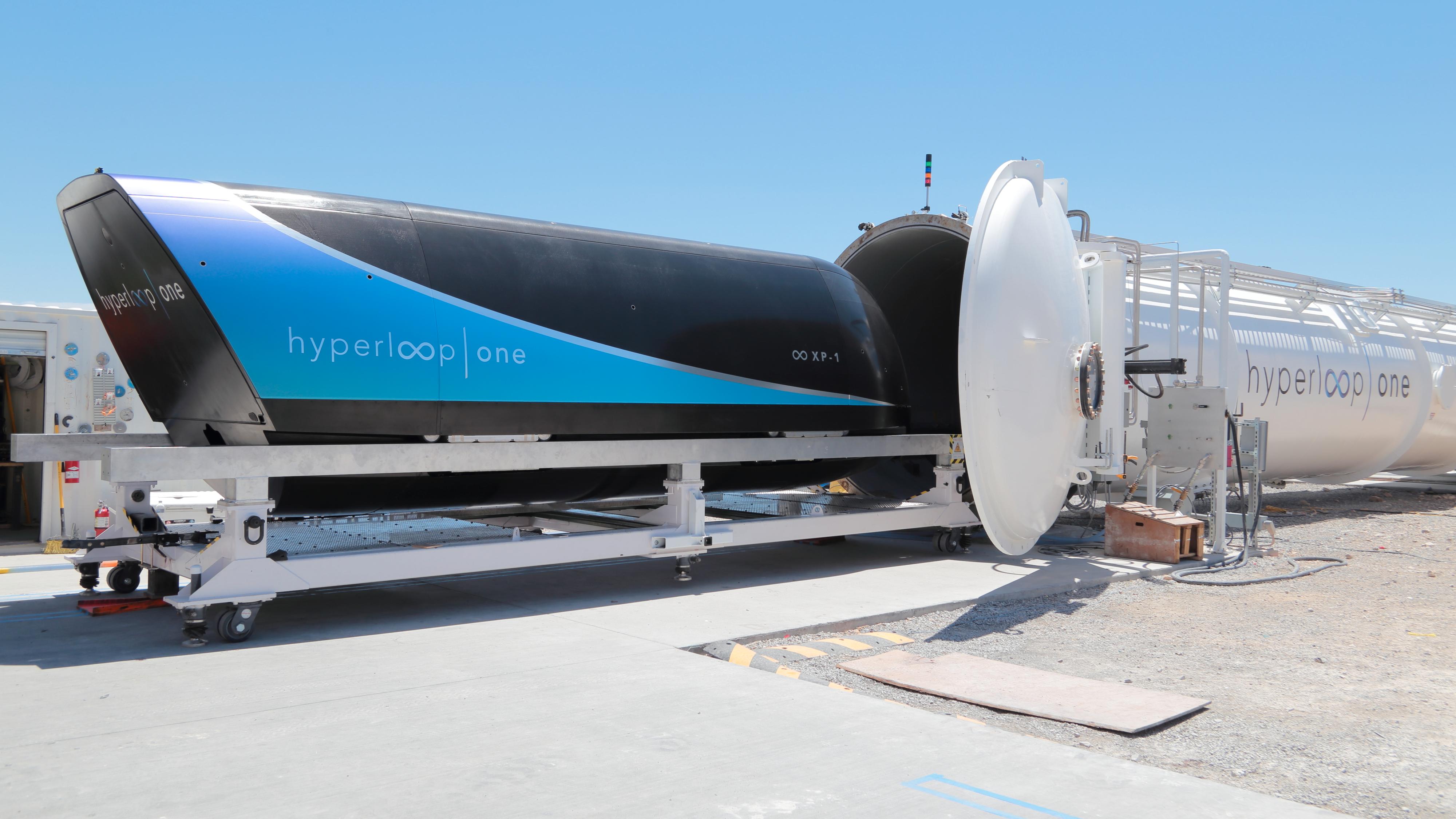 Dette er vognen som ble testet av Hyperloop One nylig.