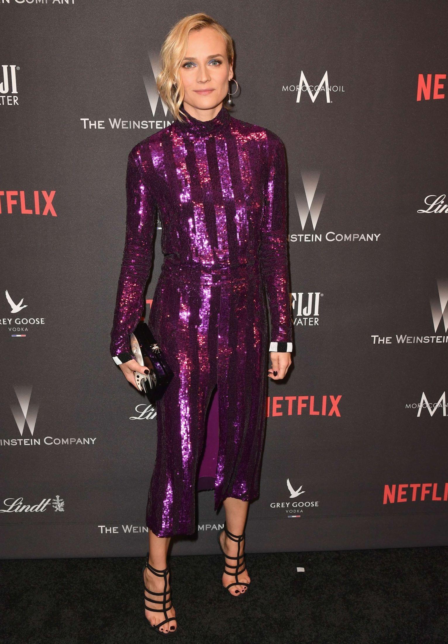 DISCOKULE: Få andre kunne konkurrere med Diane Kruger når det kom til bling-faktor, med denne kjolen fra Nina Ricci. Foto: AFP