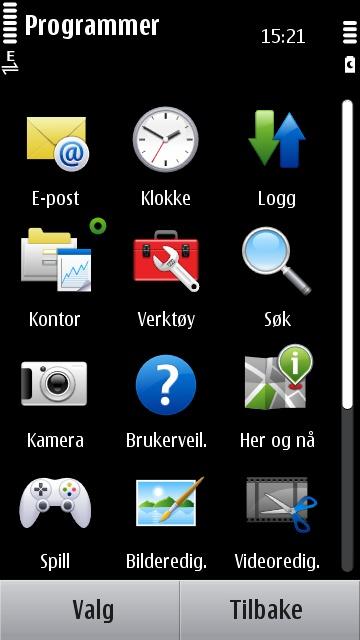 Menyene ligner mye på det vi har sett fra Symbian tidligere.