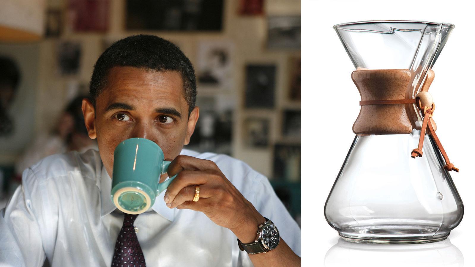 HIP PRESIDENT: Barack Obama skal angivelig foretrekke å drikke håndbrygget kaffe. Foto: AFP / produsenten