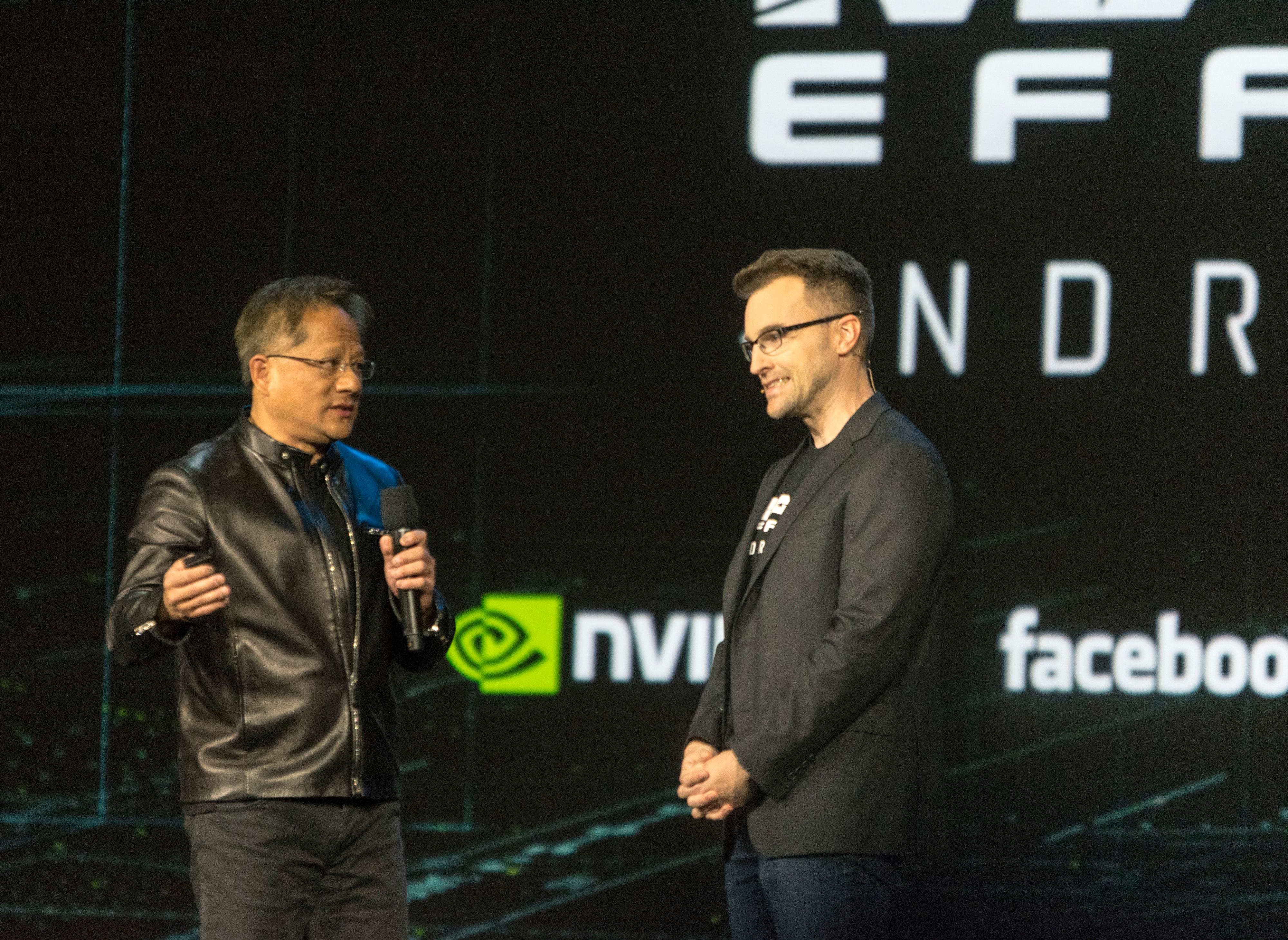 Nvidia elsker spill, og et nytt spill i Mass Effect-serien ble vist frem fra scenen under pressekonferansen. Men maskinvaren som kommer fra spillbransjen kan brukes til veldig mye mer. Til høyre er sjefen for utviklerne i Bioware, Aaryn Flynn.