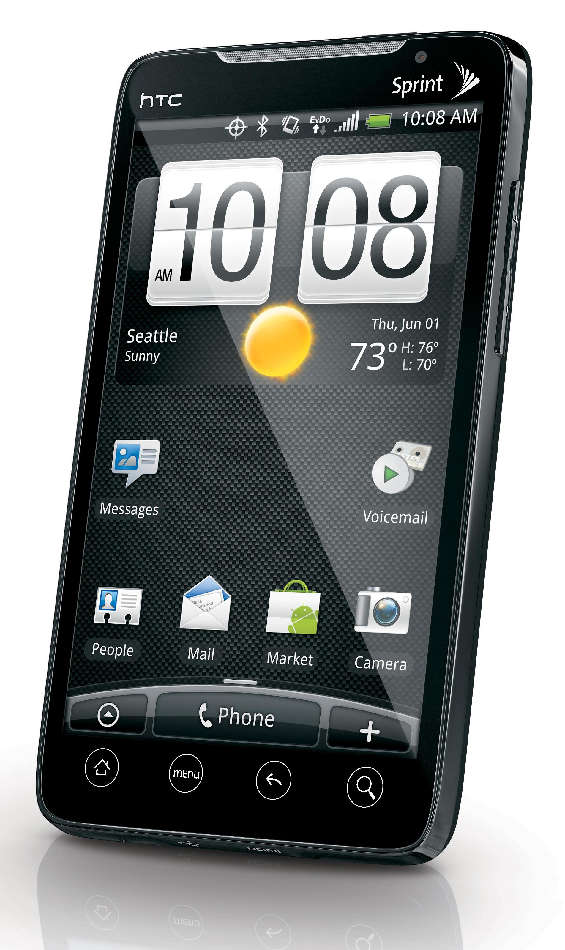 Slik ser HTC Evo 4G ut. Det er usikkert hvordan den vil se ut etter en eventuell forvandling til Desire HD for salg i Europa.