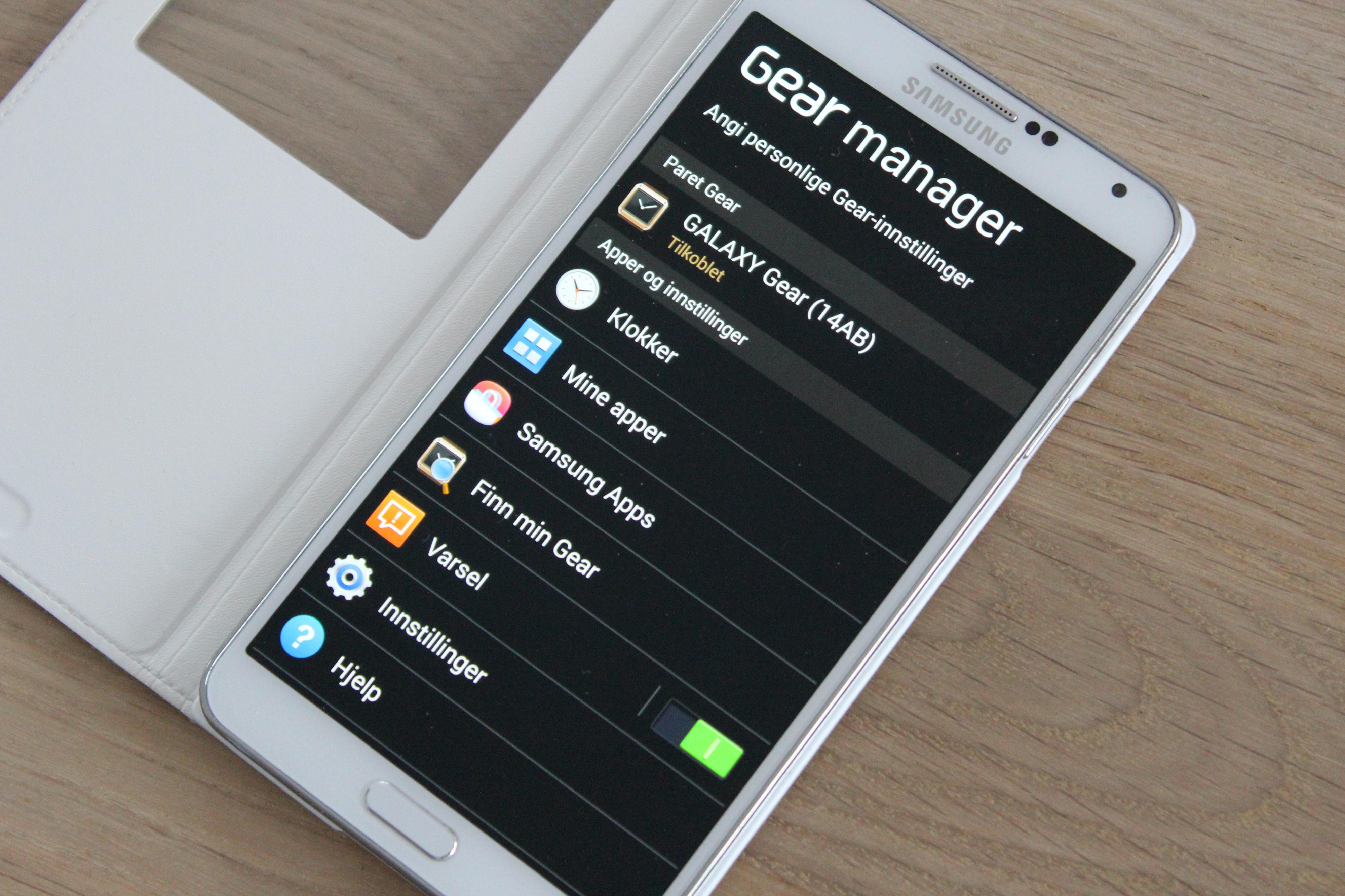Du må ha Gear Manager på mobilen for å kunne bruke Galaxy Gear. Slik ser den ut på Galaxy Note 3Foto: Espen Irwing Swang, Amobil.no