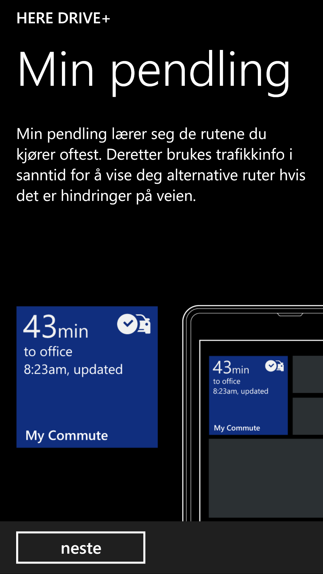 Nokias Here-tjenester kan også holde styr på pendlerutene dine.Foto: Finn Jarle Kvalheim, Amobil.no