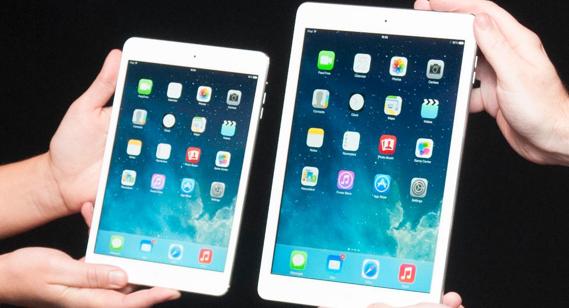 iPad mini med Retina-skjerm (til venstre) og iPad Air.Foto: Finn Jarle Kvalheim, Mobilen.no