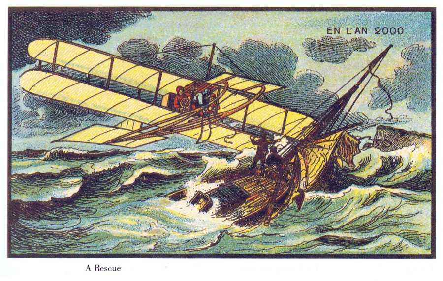 REDNINGSFLY: Wright-brødrene hadde så vidt startet å eksprimentere med fly da disse tegningene ble presentert, men Côté hadde tydeligvis stor tro på oppfinnelsen.Foto: Wikimedia Commons