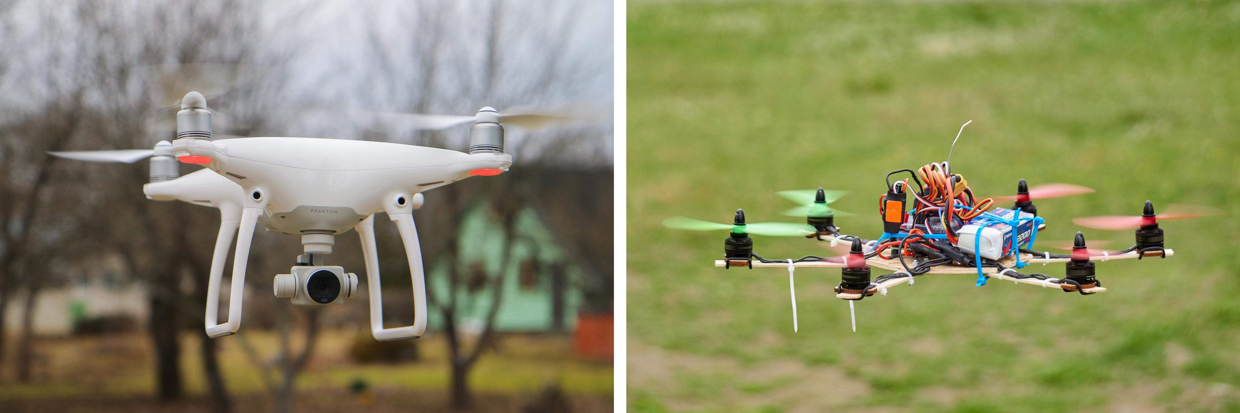 Det er visst fordeler med å eie en drone som den til høyre, kontra den til venstre, her eksemplifisert med DJI Phantom 4.