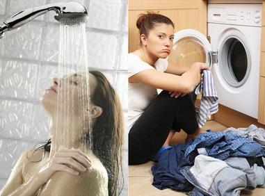 Ingenting er så kjipt som å dusje og vaske klær separat, ifølge dette pressebildet.Foto: Washit