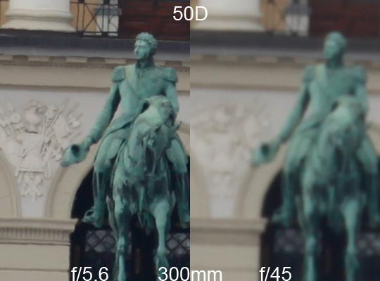 Canon EOS 50D, 300mm, f/5.6 og f/45