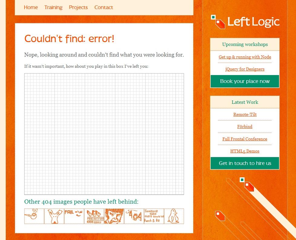Tegn din egen 404-melding på leftlogic.com/error.