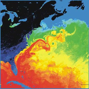 Dette kartet viser hvor viktig Golfstrømmen er for å frakte varme nordover. Foto: NASA
