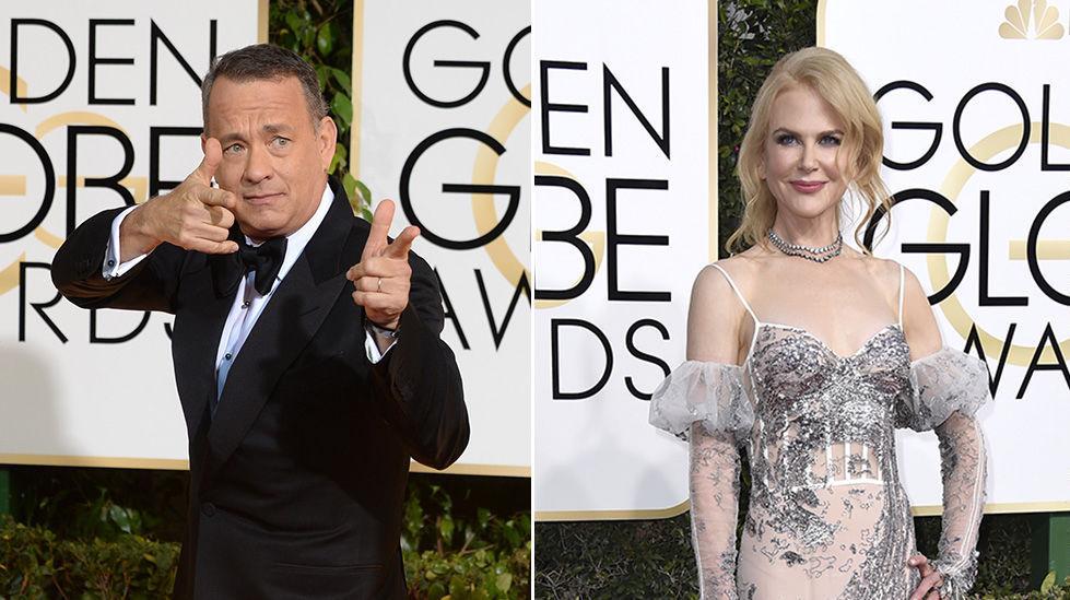 GOLDEN GLOBE-NOMINERTE: Tom Hanks (her i 2014) og Nicole Kidman (her i 2017) er nominert i kategoriene Best Actor og Best Actress. Foto: Jordan Strauss/Invision/AP