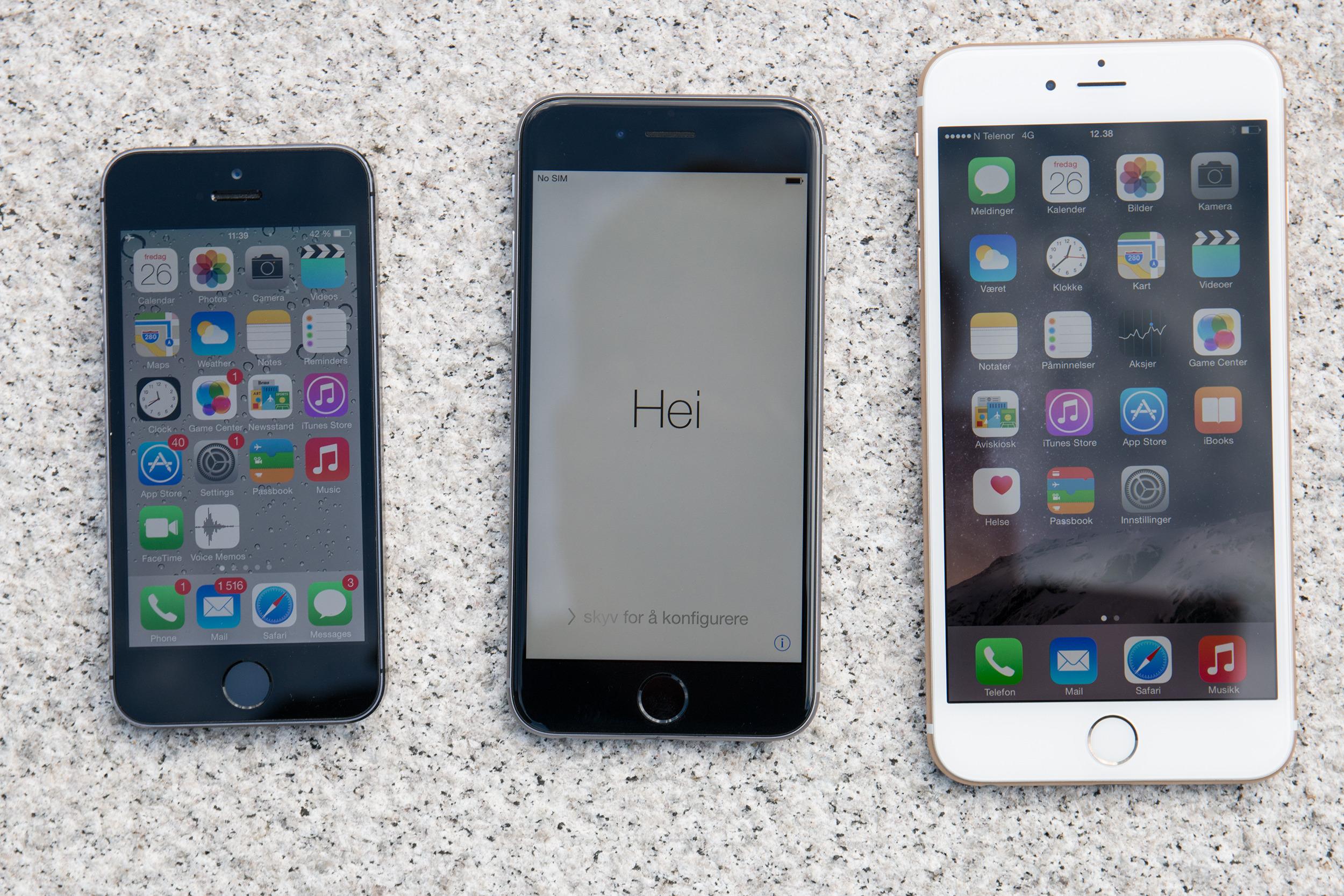 Ved lanseringen i fjor var det flere som mente at gigantiske iPhone 6 Plus (til høyre) ville spise av iPad-salget. Foto: Jørgen Elton Nilsen, Tek.no