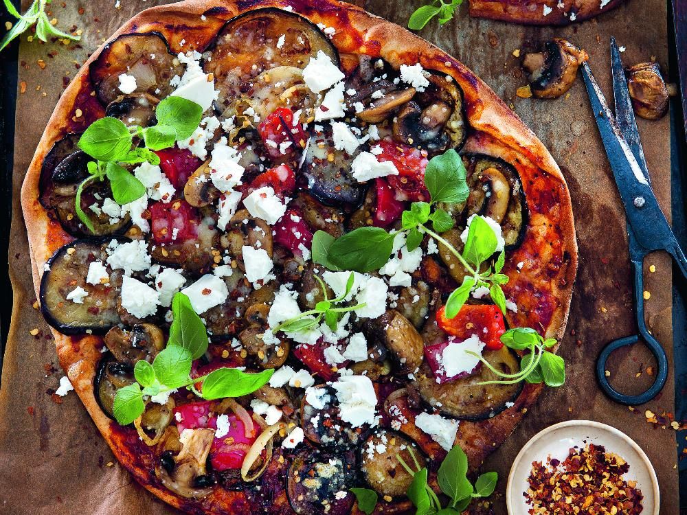 Libapizza med aubergine
