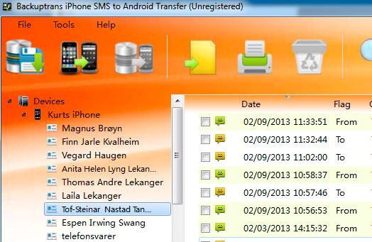 Med programmet BackupTrans får du overført SMS-ene fra iPhone til Android.