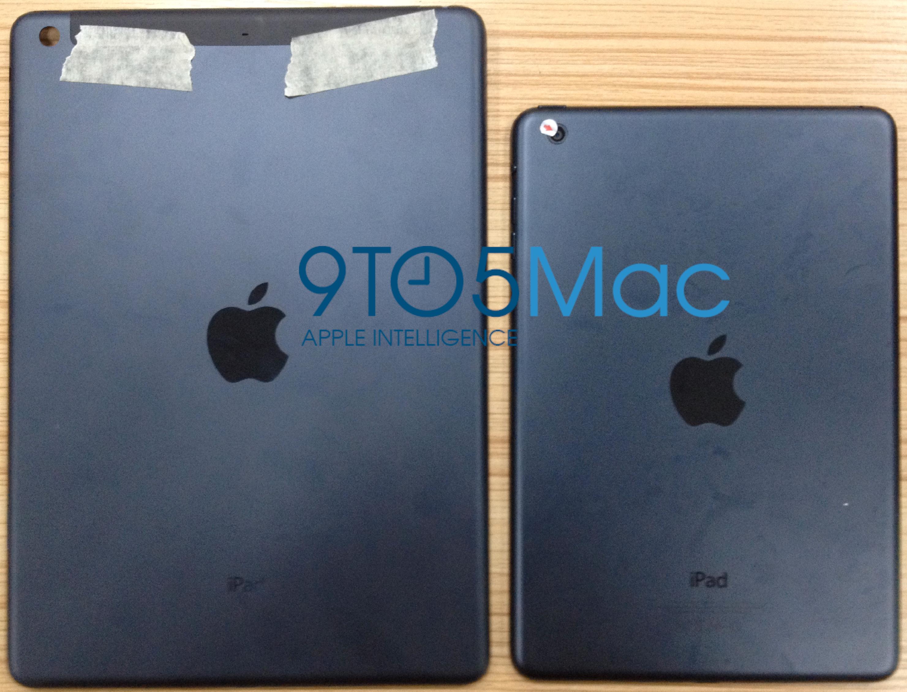 Er dette baksiden på iPad 5 (til venstre)? Det hevder nettstedet 9to5mac.com, som har fått bildene fra en kinesisk produsent av iPad-tilbehør.Foto: 9to5mac.com