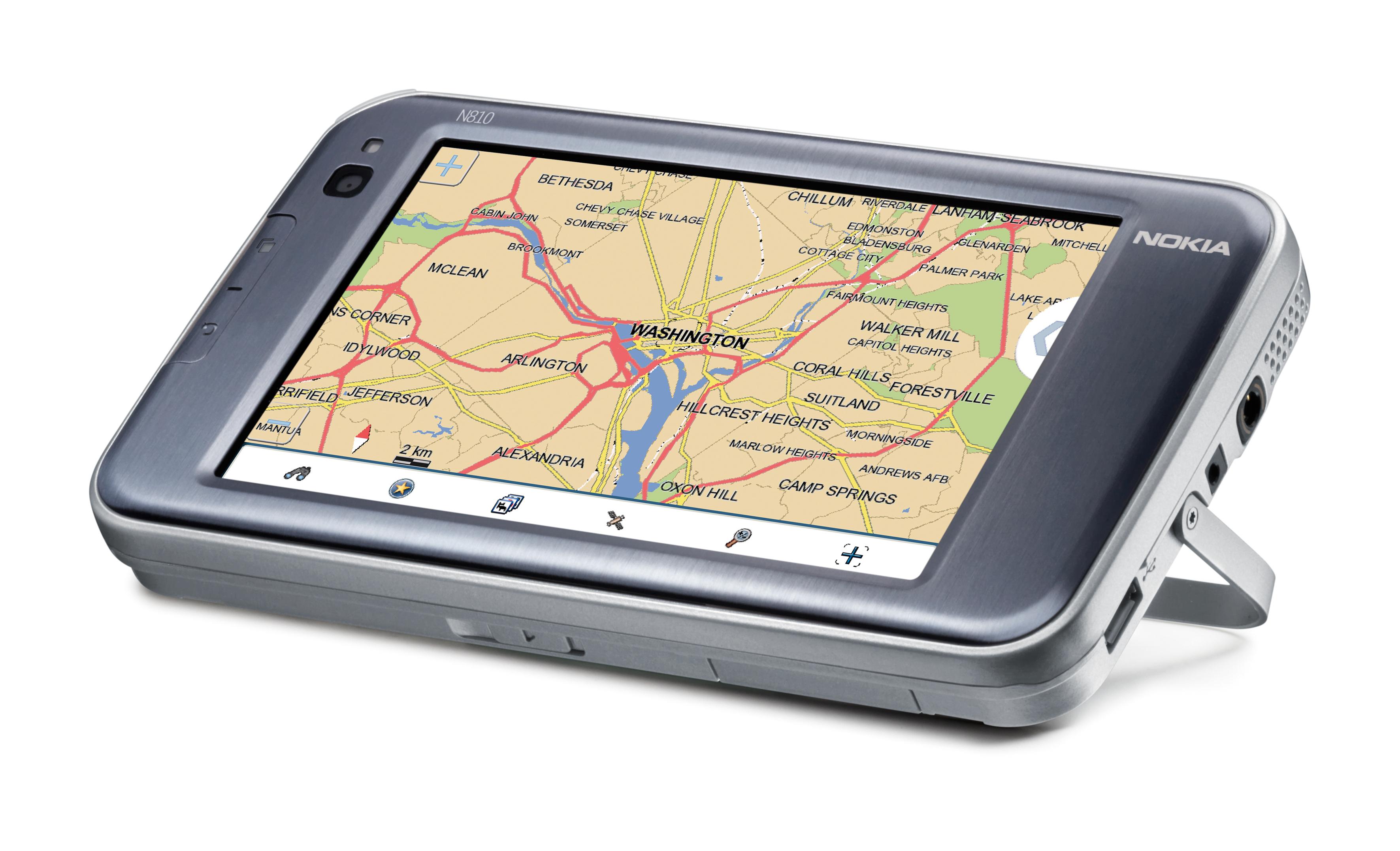 N810 kan plassere deg på et kart ved hjelp av den innebygde GPS-en.