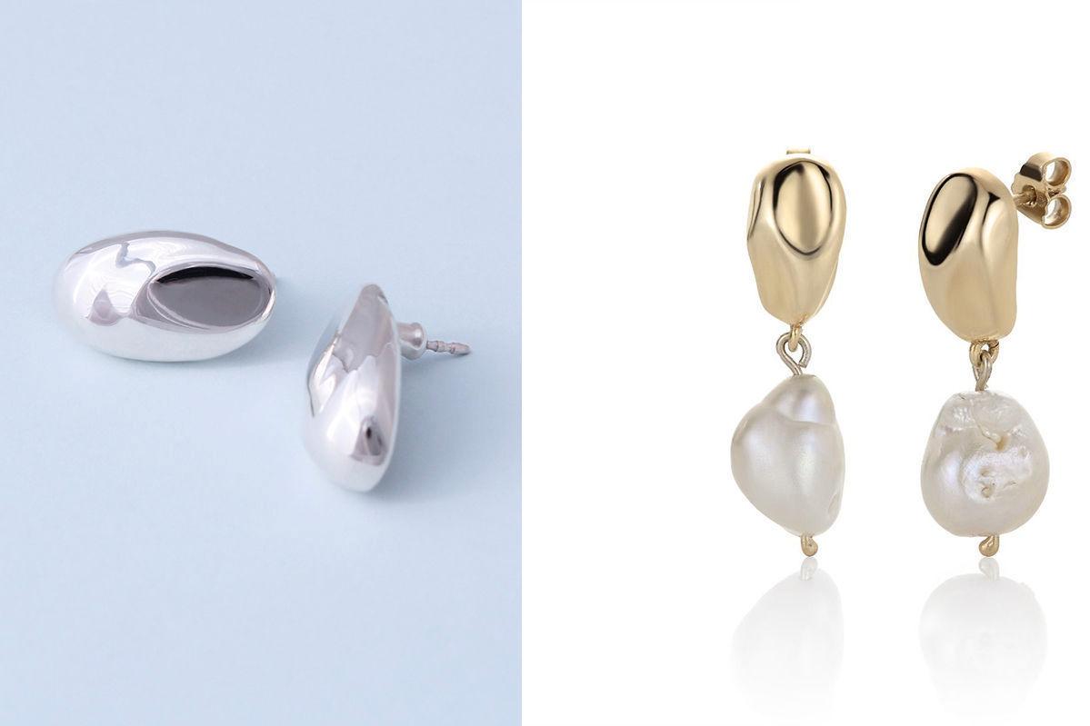 ORGANISKE FORMER: Sølvsmykket er fra Annie Berners første kolleksjon fra 2015/2016, og gullsmykket er fra Jenny Skavlan x David Andersen som ble lansert forrige uke. Foto: Produsentene