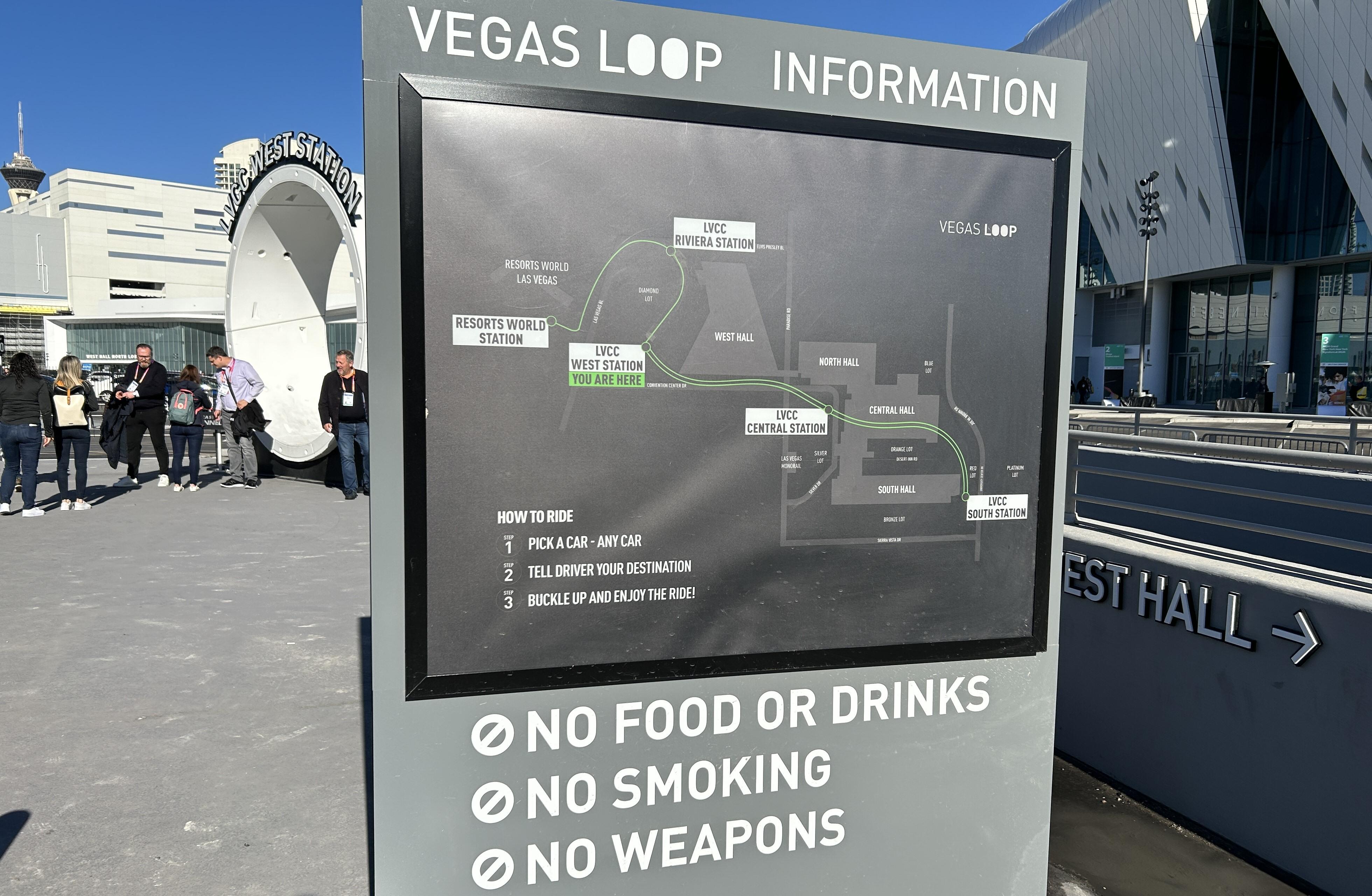 Kart over Vegas Loop per i dag. Og ganske klare regler.
