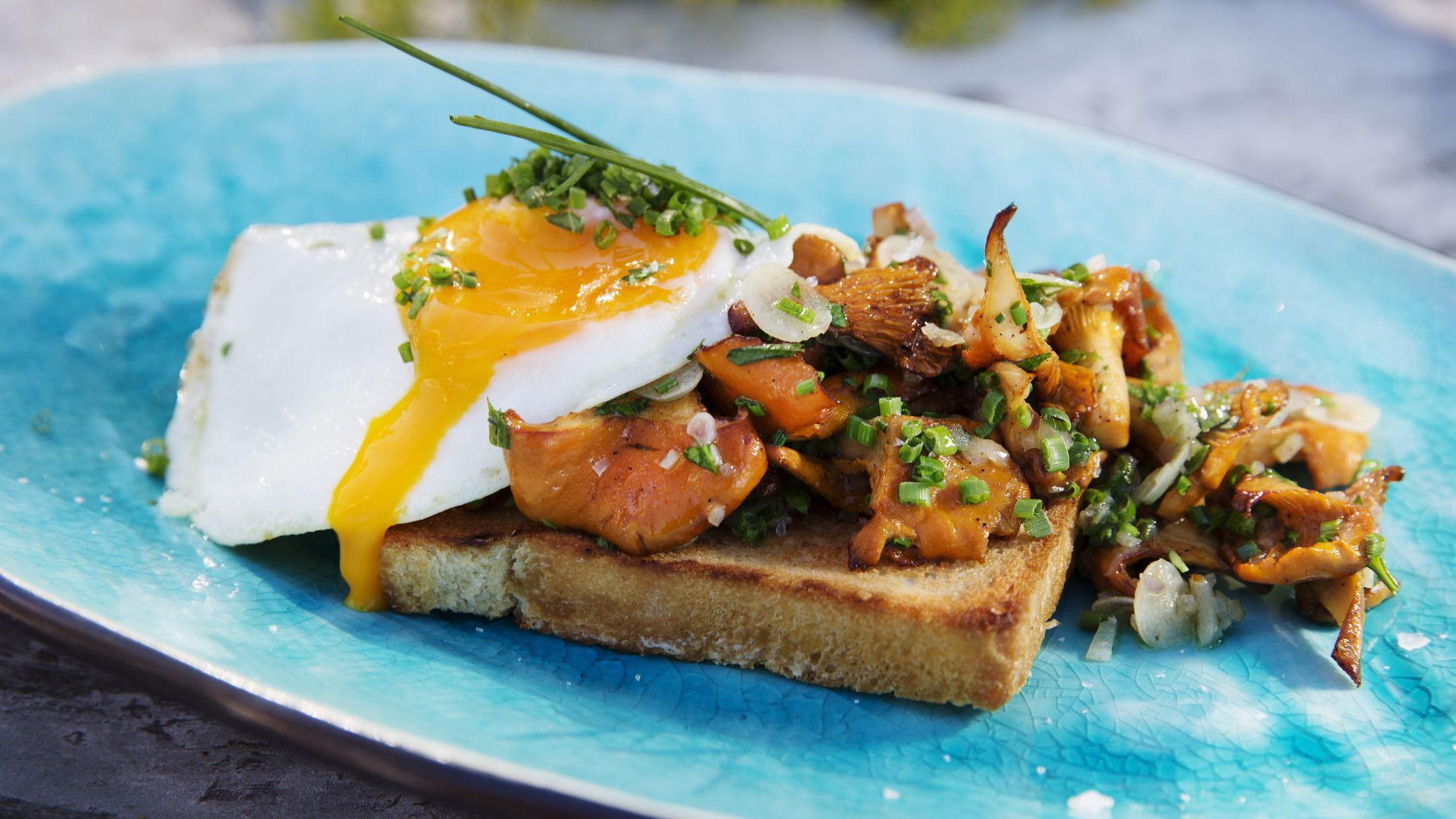 HELT SOPP: Det trenger ikke å være så veldig komplisert - sopp og egg på toast er noe av det beste vi kan få til lunsj. Foto: Magnar Kirknes/VG