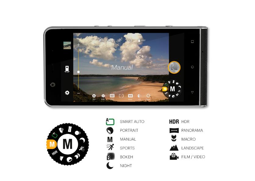 Mobilen har mange manuelle kamerafunkskjoner og et klassisk funksjonshjul med fysiske tilbakemeldinger.