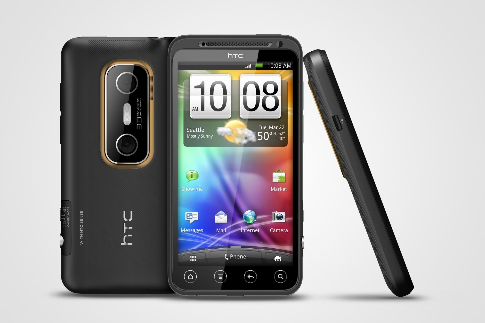 HTC Evo 3D var den andre av to samtidige telefoner med 3D-kamera og 3D-skjerm. Heller ikke den ble noen stor suksess, og siden har vi ikke sett noe til 3D-kamera på baksiden av mobiltelefoner.Foto: HTC