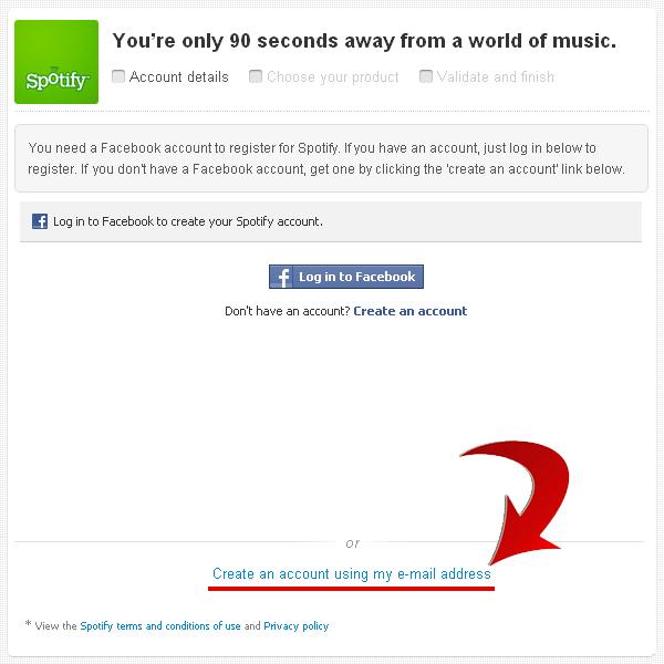 Nå slipper du Facebook-registrering på Spotify.Foto: Skjermdump, Spotify.com
