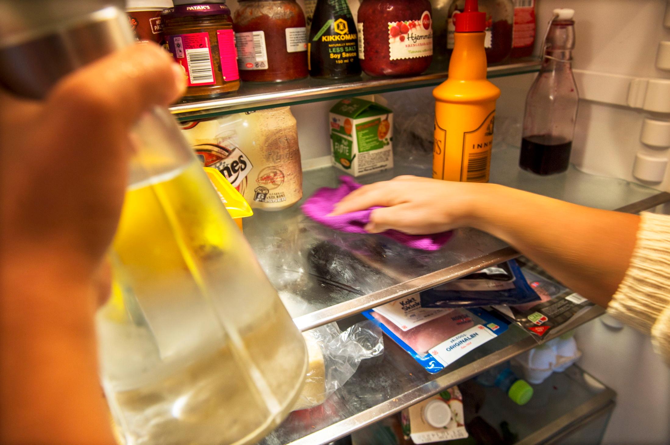 GOD HYGIENE: Husk å vaske kjøleskapet også, men bruk en egen klut, ikke kjøkkenkluten.  FOTO:HELGE MIKALSEN/VG