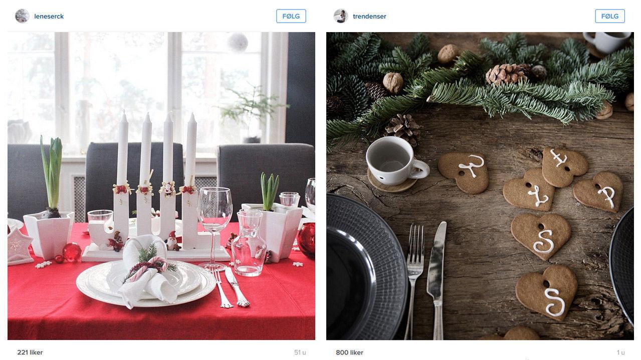 JULEDEKORASJON: Svibler og pepperkaker hører julen til - hvorfor ikke bruke det som bordpynt? Foto: Instagram/@leneserck/@trendenser