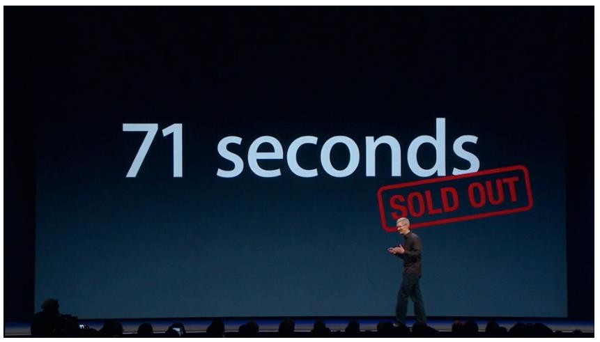 Det tok bare 71 sekunder før alle billettene til WWDC var utsolgt.Foto: Apple