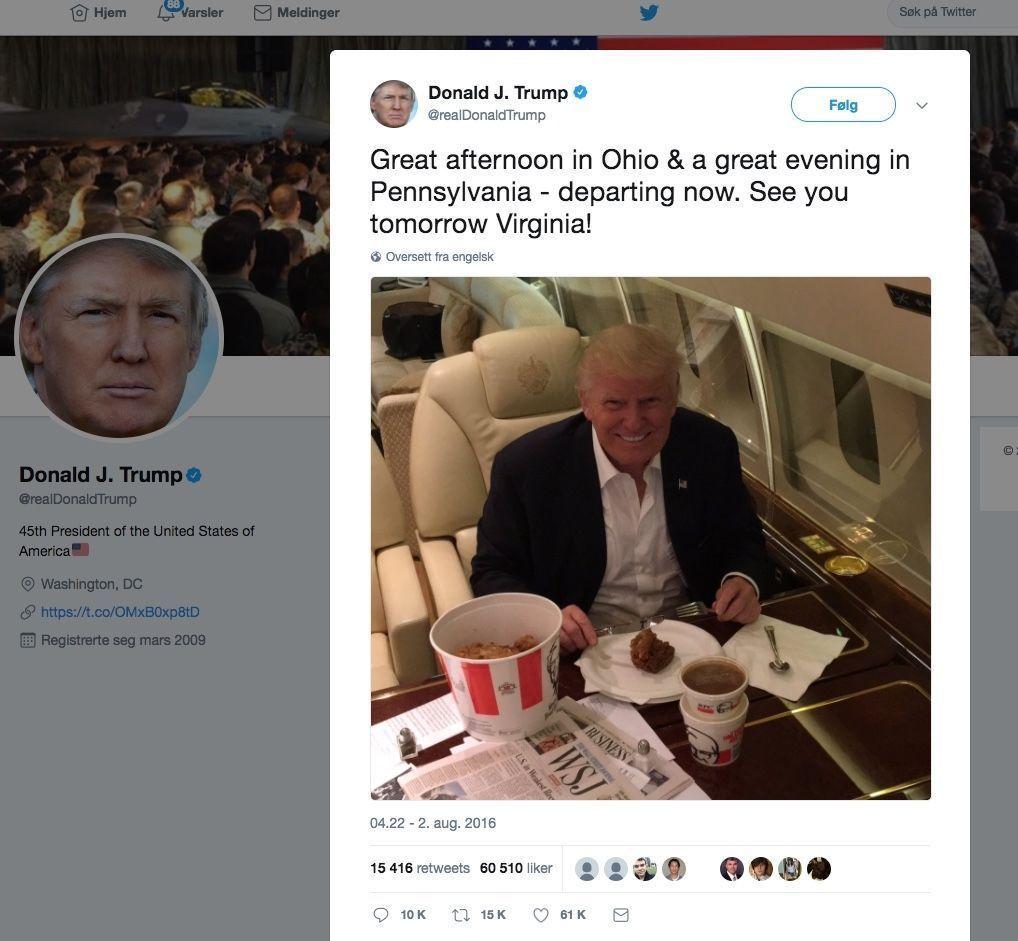 Foto: Screenshot av Trumps Twitter.