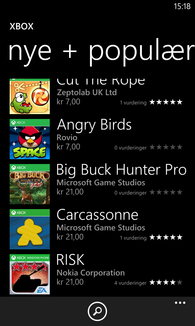 Det er faktisk ganske mange høyprofilerte spill å velge blant i applikasjonsbutikken for Windows Phone.