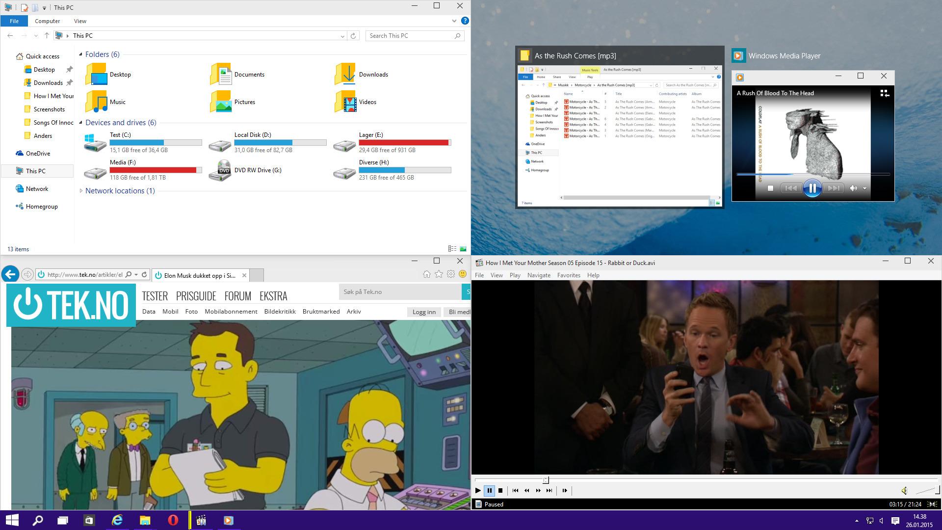 I Windows 10 er det blitt en lek å organisere skrivebordet med programmer og vinduer som fester seg til både kanter og hjørner.