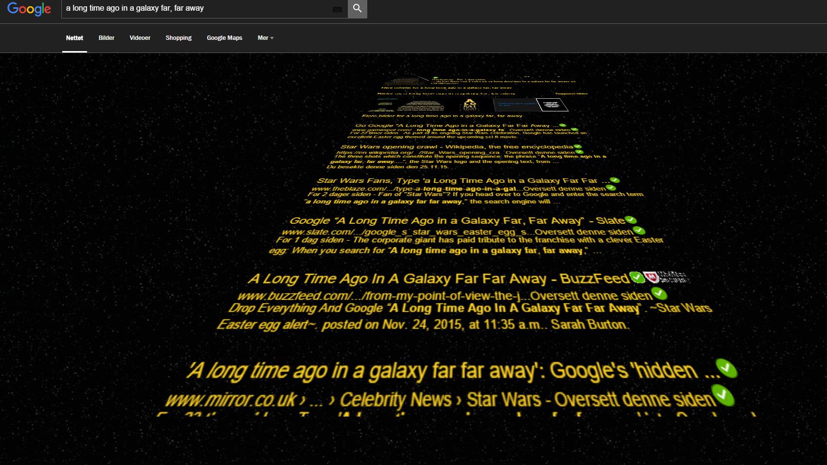 Nå kan du få opp Googles søkeresultater i ekte Star Wars-stil