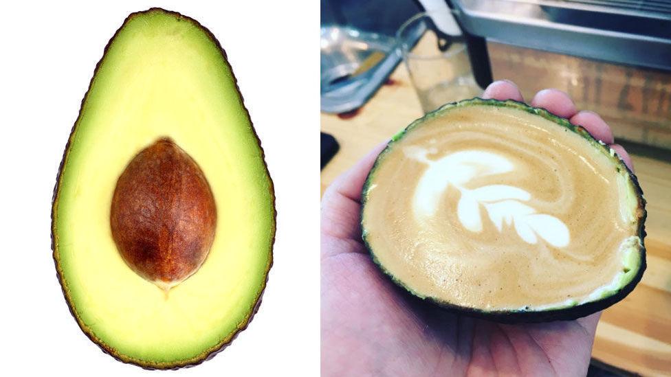 FYLT GRØNNSAK: Avokado - med og uten melkekaffe. Foto: Shutterstock/Scanpix og @25ml_coffee_roastery