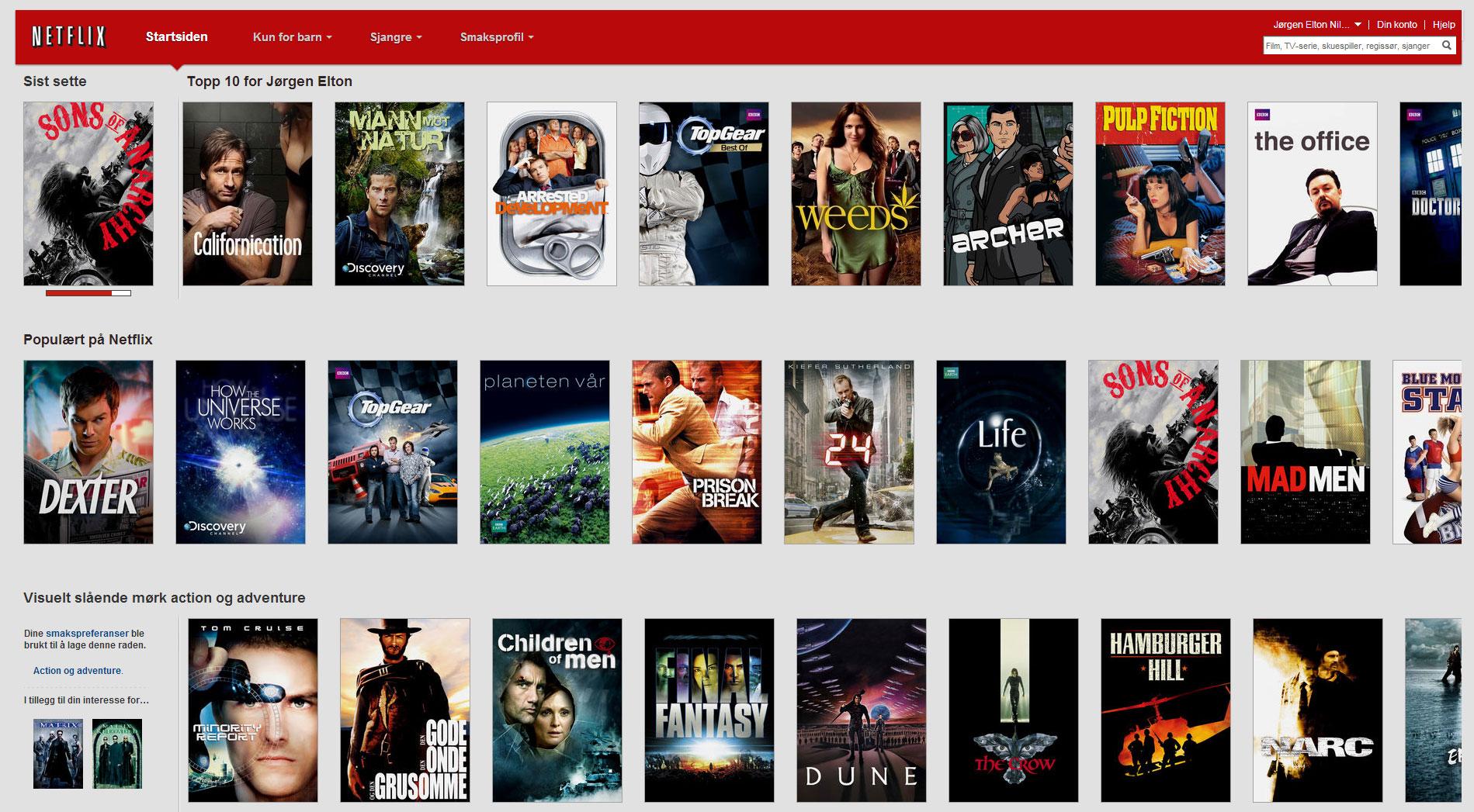 Netflix foreslår filmer som kan passe deg.Foto: Netflix