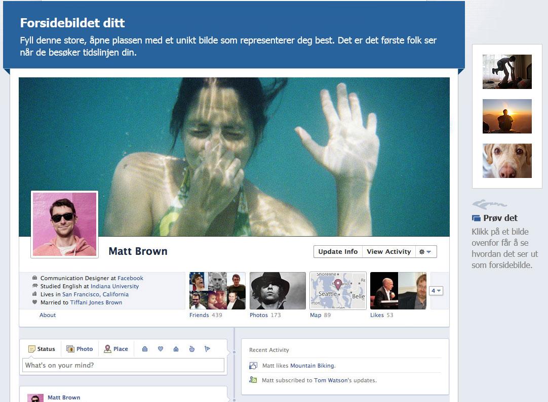 Ønsker du å endre Facebook-profilen din i dag, får du mange tips på nettsiden Facebook.com/about/timeline.