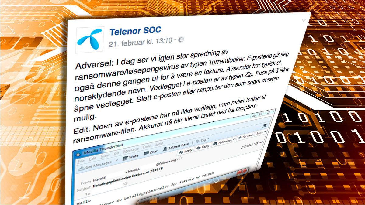 Løsepengevirus på ferde i Norge – Telenor advarer