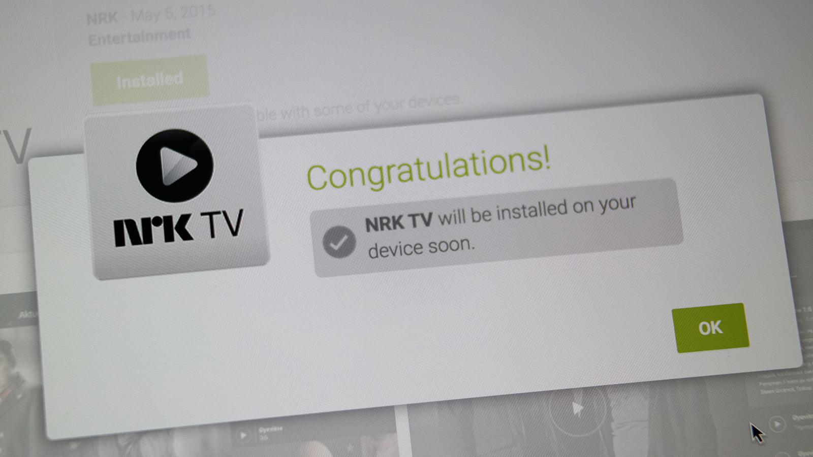 Vi fikk lastet ned NRK-appen via nettleseren på en PC.
