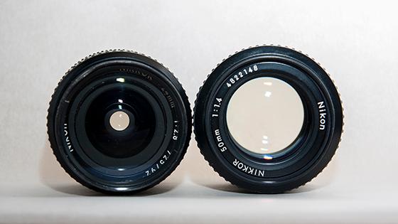 To ulike brennvidder og to ulike blenderåpninger: Fra venstre: Nikon 28mm f/2.8 og Nikon 50mm f/1.4. Foto: Kristoffer Møllevik