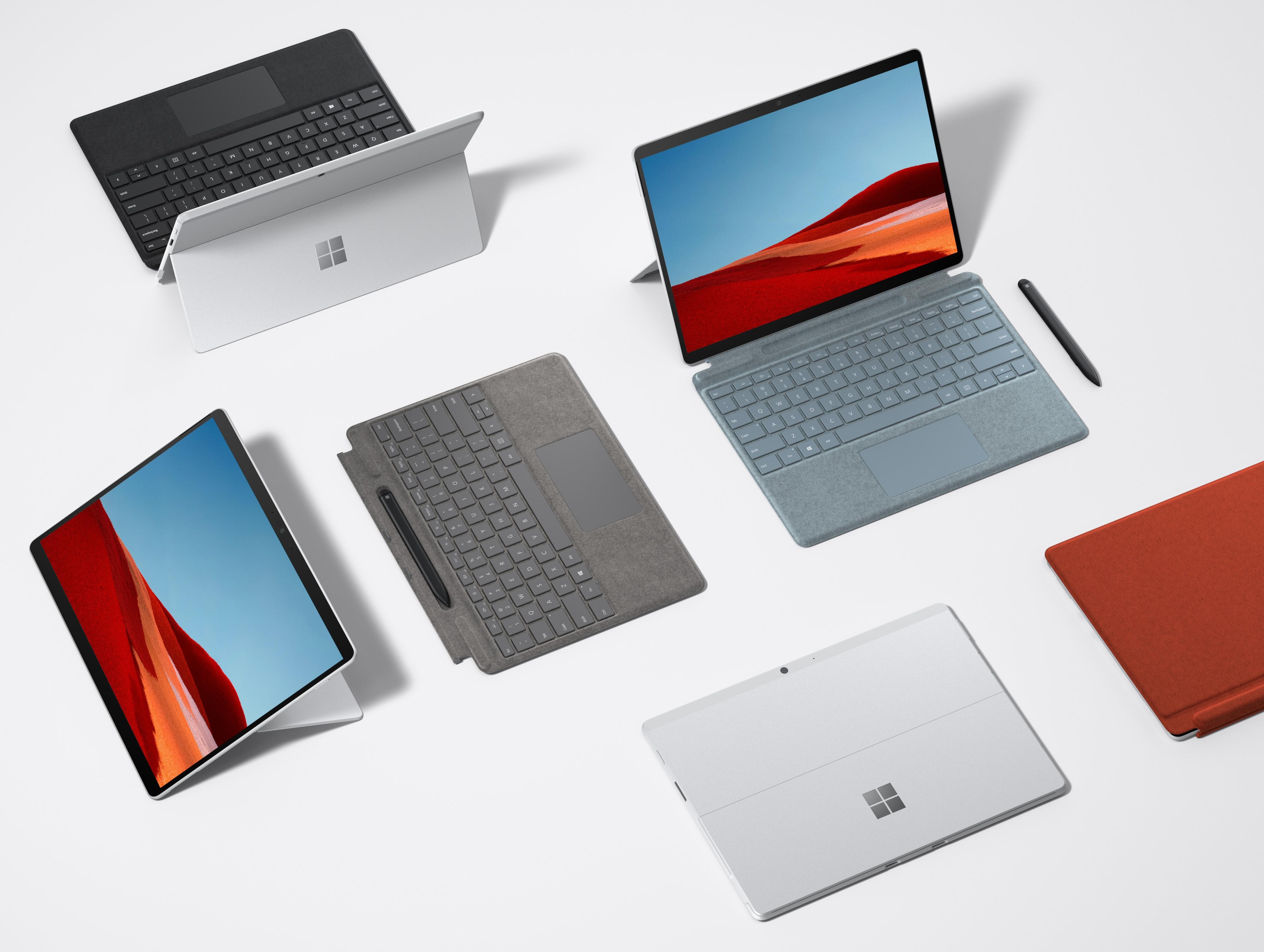 Surface Pro X får noen nye fargevalg, både når det gjelder selve datamaskinen og tastaturet.