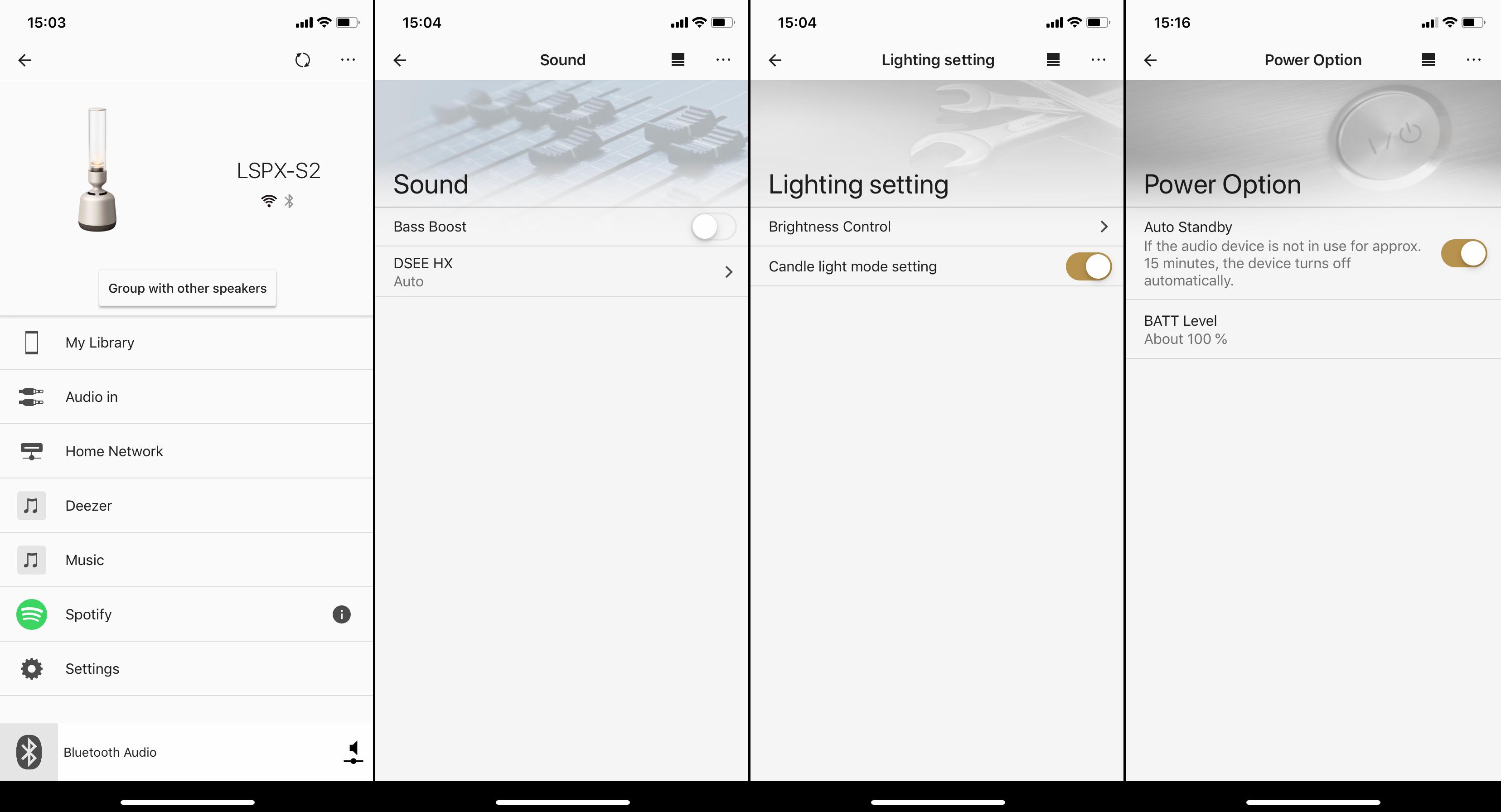 Sonys Music Center-app lar deg styre de fleste funksjoner på glasshøyttaleren.