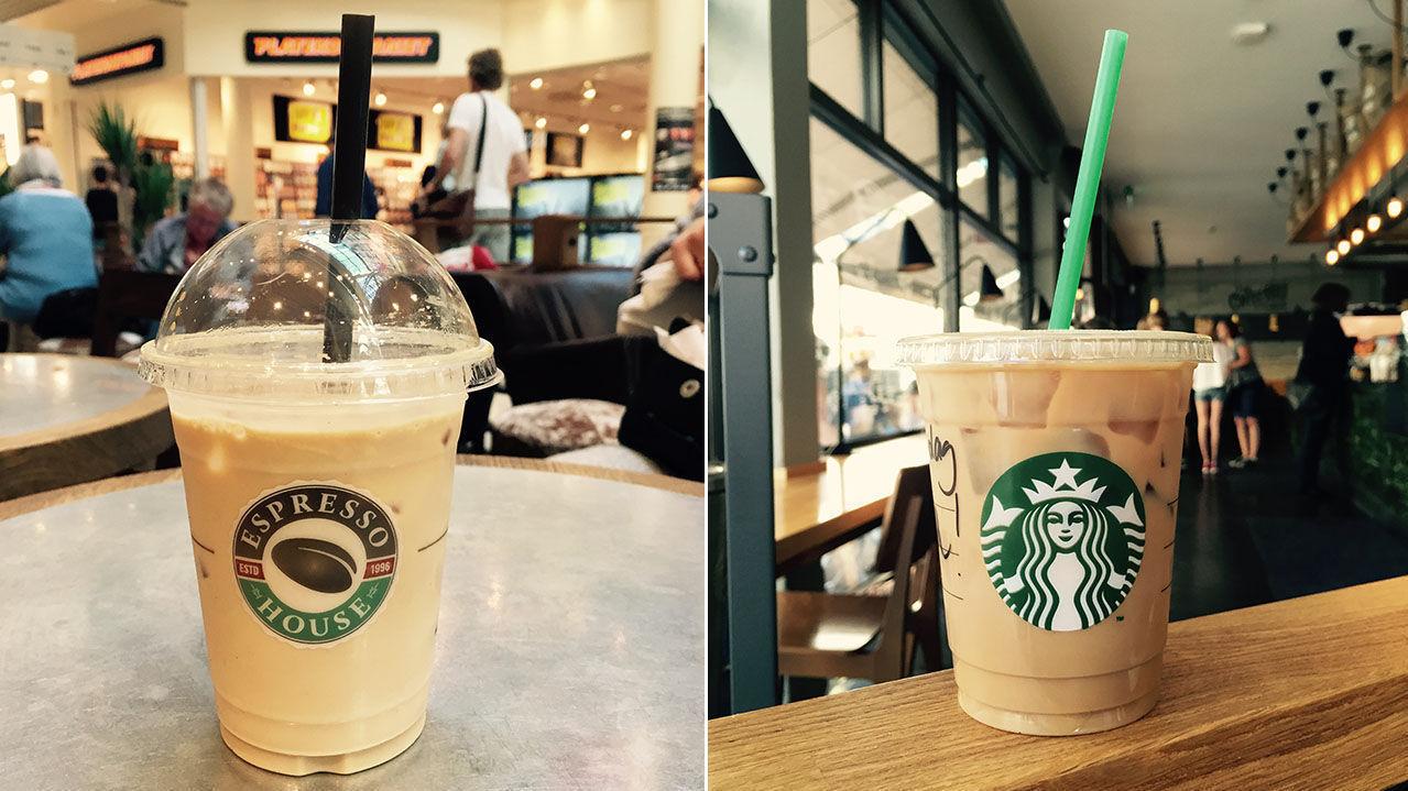 TERNINGKAST: Espresso House og Starbucks er noen av dem som har har fått islatte-ferdighetene testet. Foto: Godt