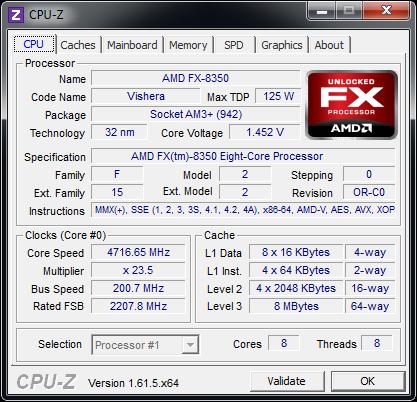 AMD FX-8350 @ 4,7 GHz.