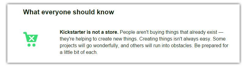 Kickstarter er ikke en butikk, så du er ikke beskyttet av kjøpsloven her. Foto: Skjermdump, Kickstarter.com