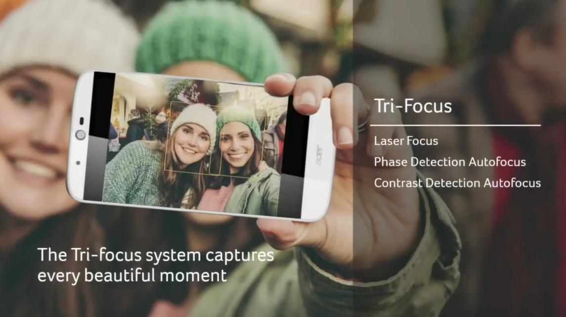 Mobilen kommer med det Acer kaller et «Tri Focus»-kamera.