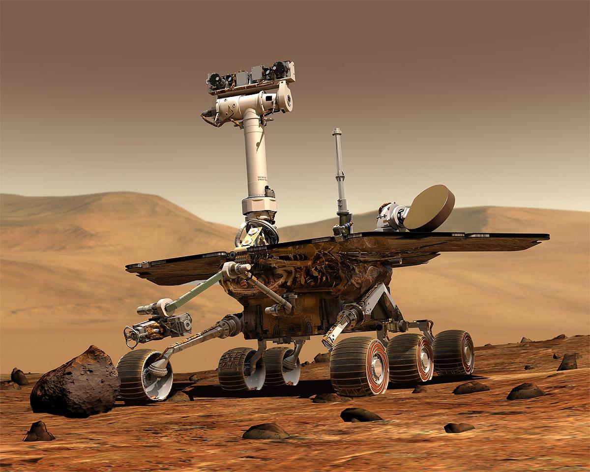 STILL GOING STRONG: Oppdraget til marsbilen Opportunity var i utgangspunktet ferdig i 2004, men ruller fremdeles rundt på den røde planeten. Nå har den sendt hjem et gåtefullt bilde NASAs forskere ikke kan forklare.Foto: NASA