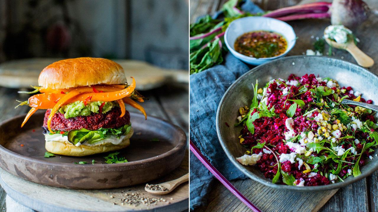 ALLSIDIG: Lag en saftig vegetarburger av rødbet eller krydre en salat med den fargerike grønnsaken. Foto: Sara Johannessen/VG