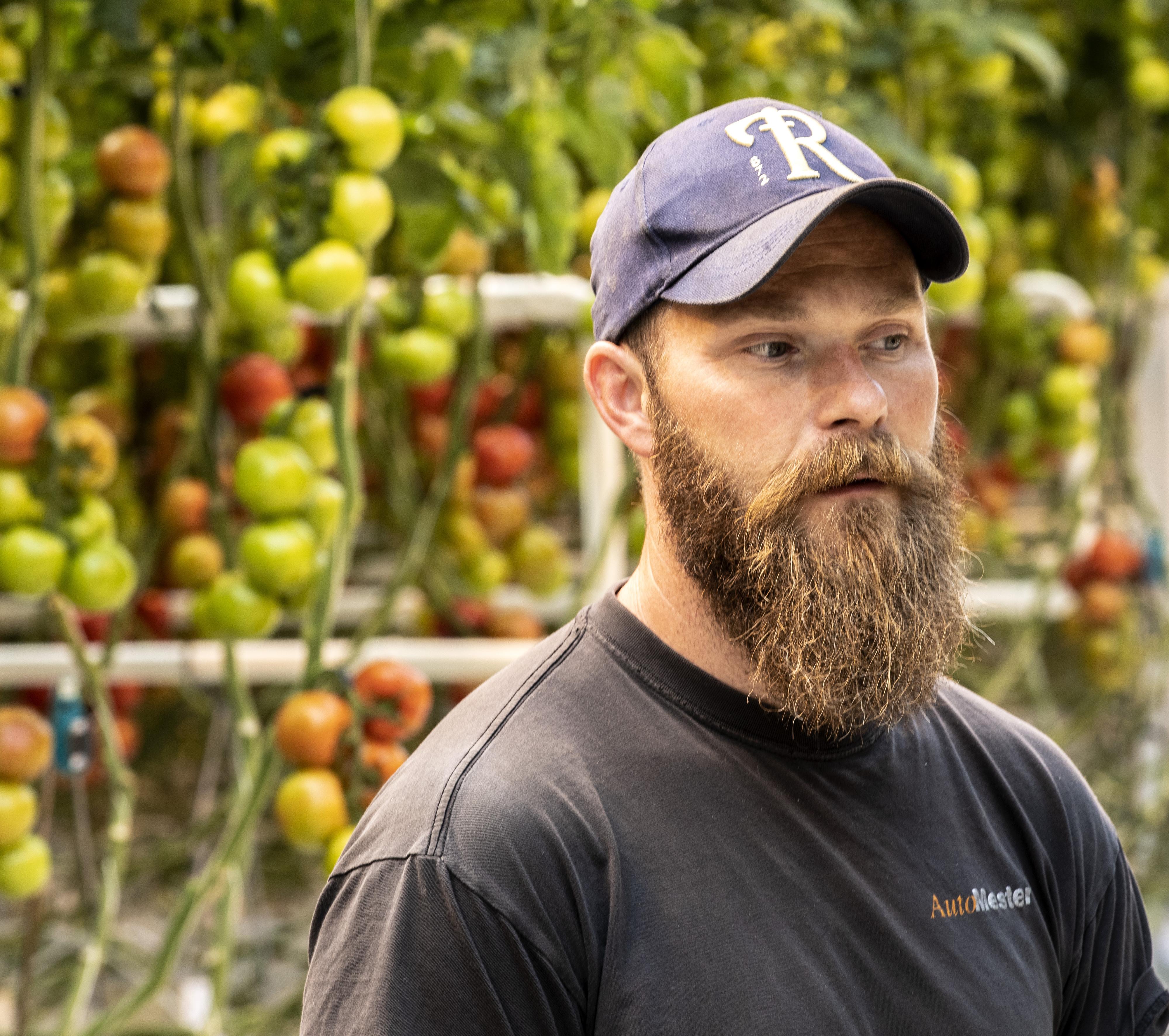 TOMATPRODUSENT: Stig Jakob Hanasand eier Hanasand Gartneri, som står for rundt 12–14 prosent av tomatproduksjonen i Norge.